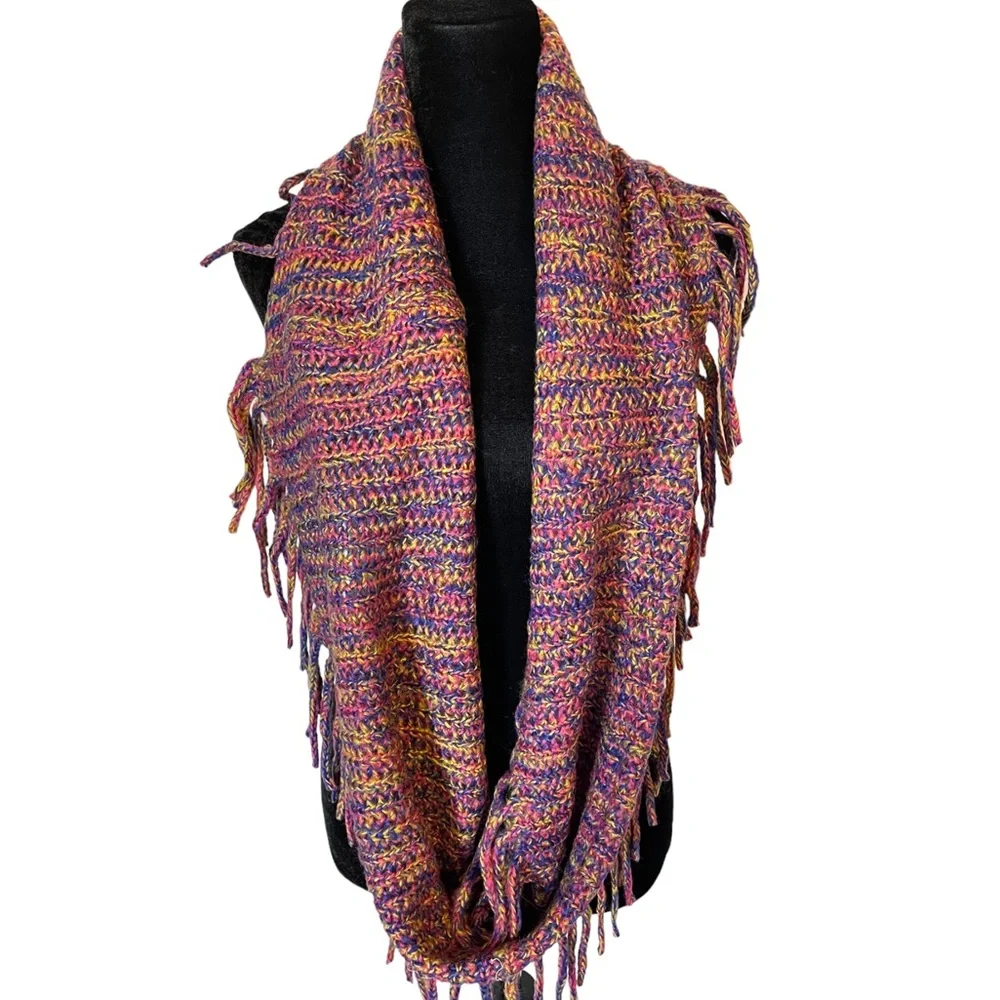 Colorful Fringe Infinity Scarf - Picture 2 of 5